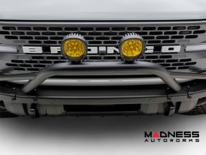 Ford Bronco Bull Bar - Front - Factory Bumper - ZROADZ - Prerunner Bar - 4in Round Amber LED